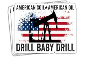MAIANEY (3 Pcs) Drill Baby Drill American Oil American Soil Sticker, Gas Prices American Flag Stickers for Laptop Water Bottle Phone Car Bumper Window Helmet, Stickers 3"x4"