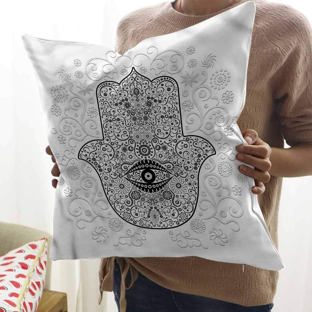 HouseLook Hamsa Cushion Cover Case Divinity Protection Sign for Sofa Couch Bed and Car Square Pillow Cover (20"x20")