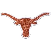 4" Longhorn Skull, Steer Head, Embroidered, Iron on Patch (Glitter Orange/White Outline)