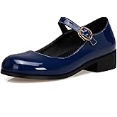 Bellirala Womens Patent Mary Jane Flats Closed Toe Comfortable Shoes