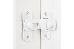 Wocoe 5 Packs White 90 Degree Stainless Steel Gate Latches, Premium Security for Sliding Doors, French Doors, Closets, and Cabinets