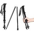 Travel Folding Trekking Hiking Pole with Carrying Case,Collapsible Cane Adjustable Walking Stick Portable Mobility Aid for Women Men Hikers Gift,Black