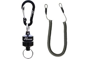 GOODCAT Strongest Magnetic Net Release Magnetic Keychain Fly Fishing Net Retractor Magnet Clip Holder Retractor with Retractable Coiled Lanyard Carabiner