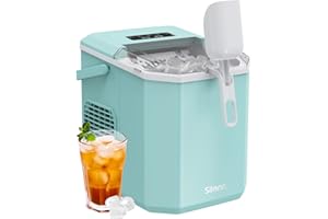 Silonn Ice Maker Countertop, Portable Ice Machine with Carry Handle, Self-Cleaning Ice Makers with Basket and Scoop, 9 Cubes in 6 Mins, 26 lbs per Day, Ideal for Home, Kitchen, Camping, RV