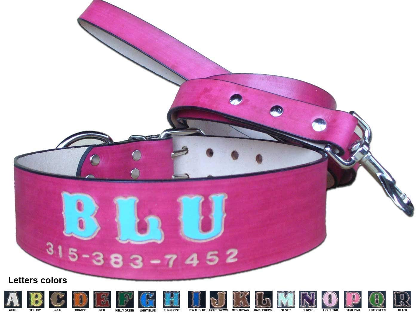 2 inch wide personalized dog collars