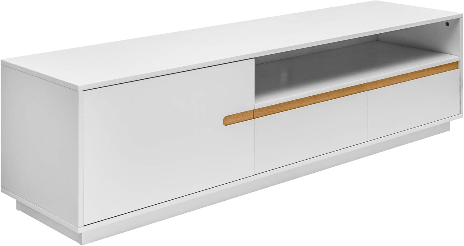 DuNord Design TV-Lowboard weiß matt Holz Eiche TV-Board Sideboard 160cm