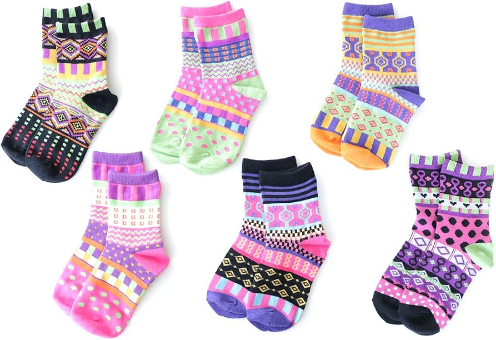 靴下 キッズ 女の子 男の子 アウトドアデザイン カラフルカラー クルー丈 6足セット 15 19cm ソックス 通販 Amazon