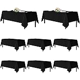 sancua Black Tablecloths for 6 Foot Rectangle Tables, 8 Pack - Washable Polyester Fabric Table Cloth, Reusable Table Covers for Wedding Party, Birthday, Banquet Reception, 54x108 Inch