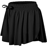 Wsirmet Flowy Shorts for Women Butterfly Shorts 2 in 1 Athletic Workout Gym Biker Running Shorts with Pockets