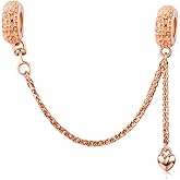 ARTCHARM Heart Safety Chain Charm 925 Sterling Silver Beads fit European Charms Bracelet & Necklace