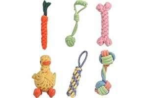 RuikeFeiyang Dog Rope Toys, Cotton and Rubber Chew Set for Small Dogs, Training and Dental Care, 6-Piece Multicolour