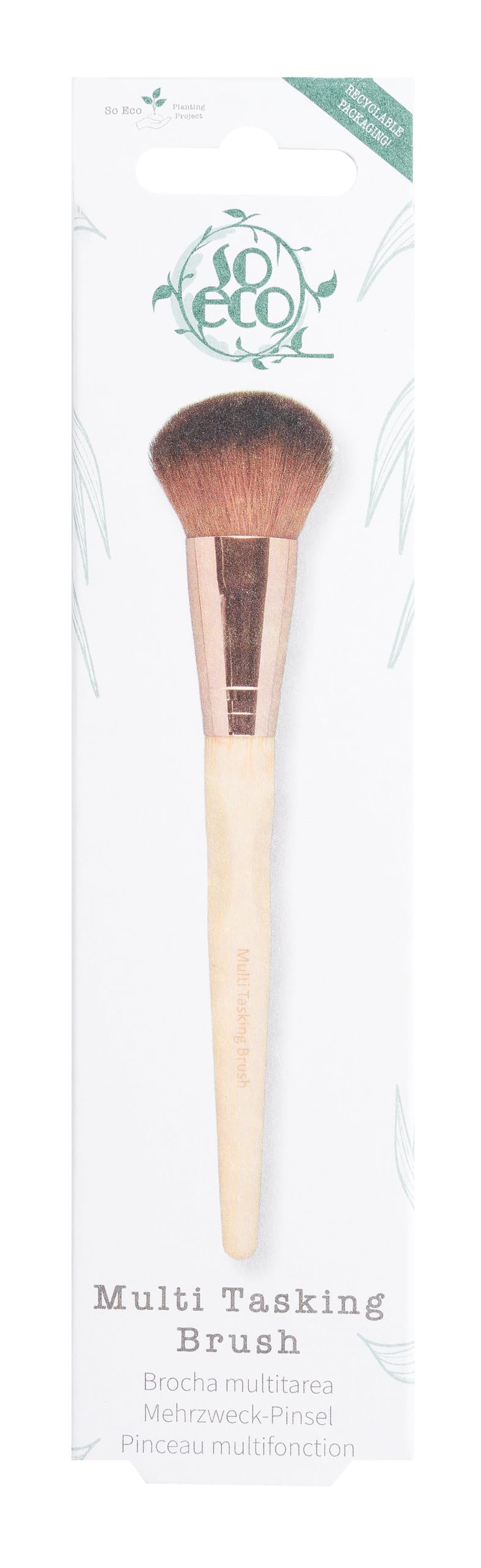 So Eco Multi-Tasking Brush - Vegan Face & Cheek Makeup Brush for Powder, Cream & Liquid Products, Soft Synthetic Bristles, Bamboo Handle, Cruelty-Free Beauty Tool