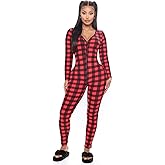 Seyurigaoka Women's Striped Christmas Pajamas One Piece Sleepwear Holiday Ugly Xmas Jumpsuit Rompers Clubwear Nightwear