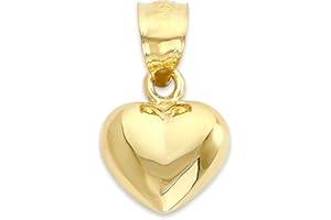 GOLDEN FIRE Real Solid Gold Heart Pendant in 10k or 14k, Dainty Jewelry Gifts for Her