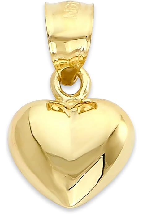 14k Real Gold CZ Journey Heart Charm Pendant - Yellow Or White Gold