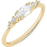 Milla CZ Engagement Rings for Women - Solid 925 Sterling Silver with 14K Gold Plated or Silver Finish, Stackable Wedding Band, Promise Rings for Her, Hypoallergenic, Comfort Fit