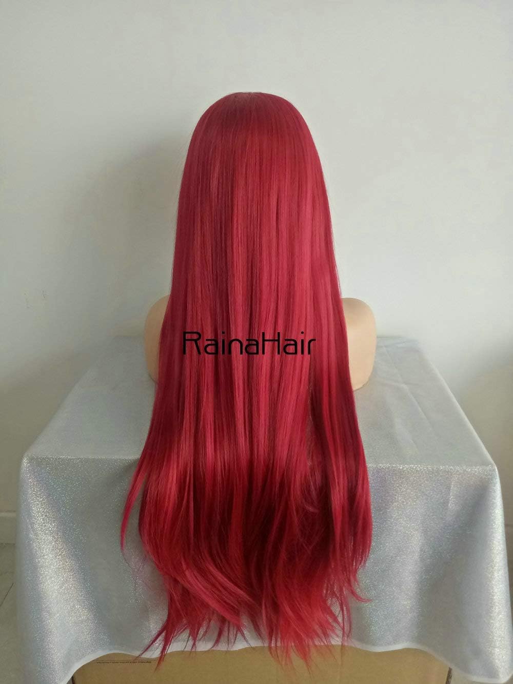 26inches Red Synthetic Lace Front Wigs for Women Long Straight Lace Wigs Heat Resistant Fiber Hair (Red) - Image 5