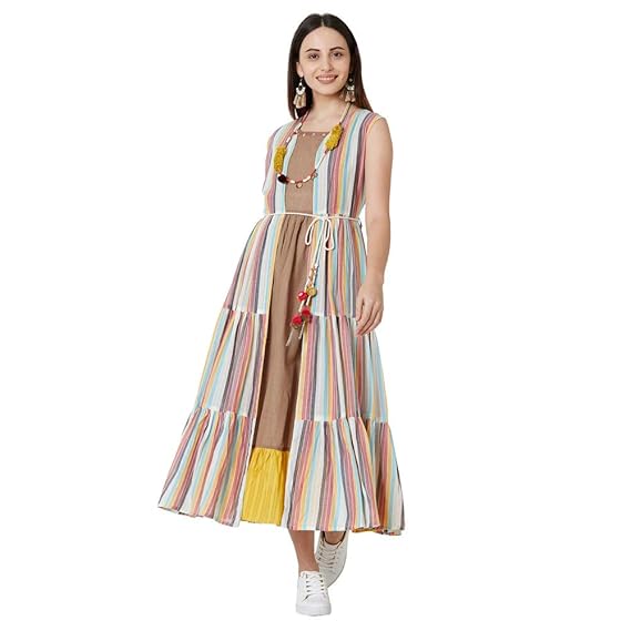 Separate Layered Dress with Long Jacket 