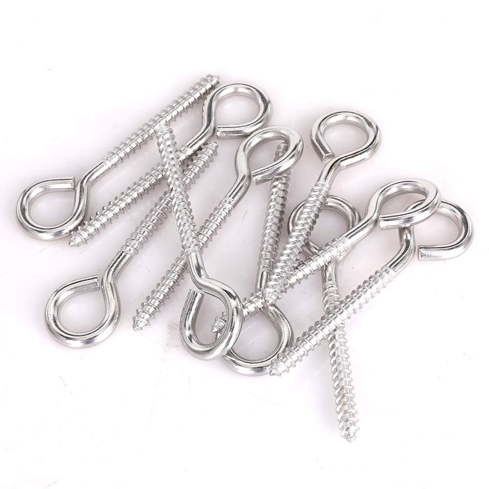 Merriway BH06682 (10 Pcs) 304 Grade Stainless Steel Screw-In Eyes 65 mm - Pack of 10 Pieces