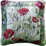 Tache 2 Piece 18 X 18 Inch Floral Poppy Field Tapestry Throw Pillow Cushion Cover Set
