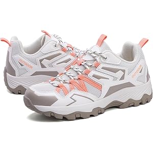 Moodeng Women's Hiking Shoes Water-Resistant Lightweight Breathable Trekking Shoes with Arch Support Non-Slip Traction Outdoo