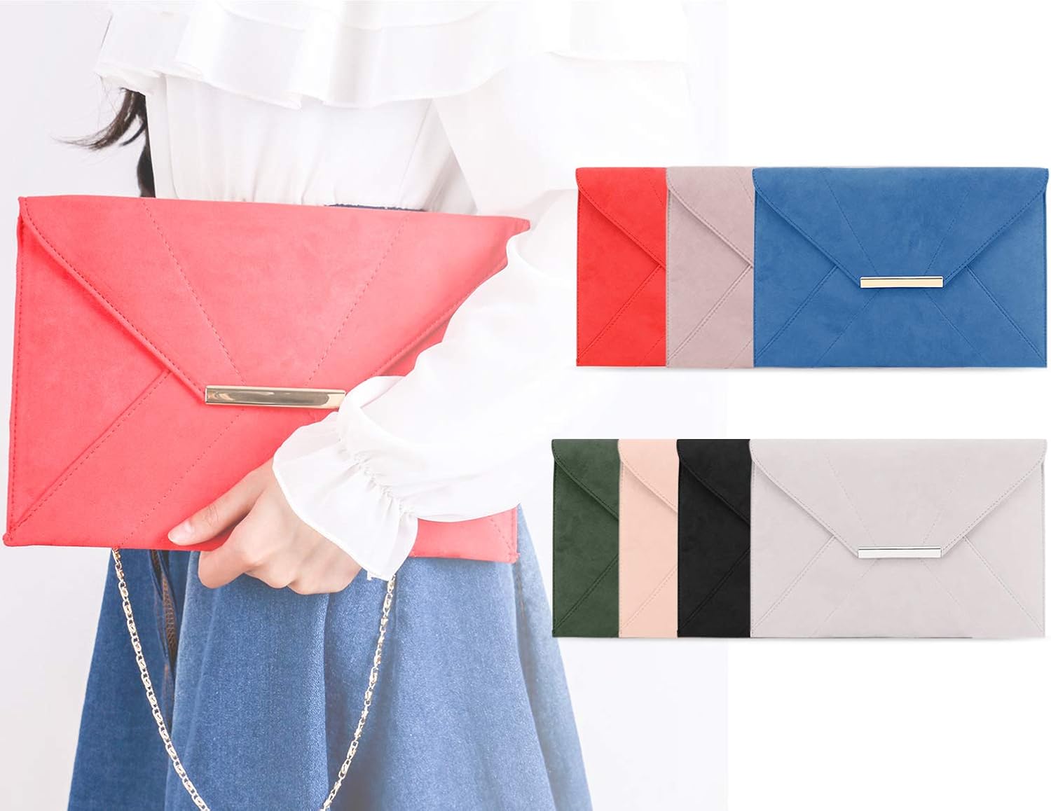 Donna Anna Smith Pochette da donna con busta con tracolla a catena e borsa  in pelle urban-earth.co.uk