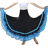 CISMARK Elegant Ballroom Dancing Latin Dance Party Long Swing Race Skirt, One Size