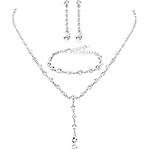 CAVETEE Jewelry Set - Prom Jewelry Crystal Bridal Necklace, Bracelet & Pendant Earring Jewelry Set for Women