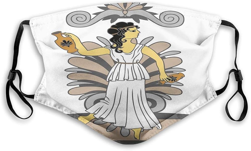 Face Masks Adults, Greek Woman With Amphoras In Classical Style Colored Variant Art