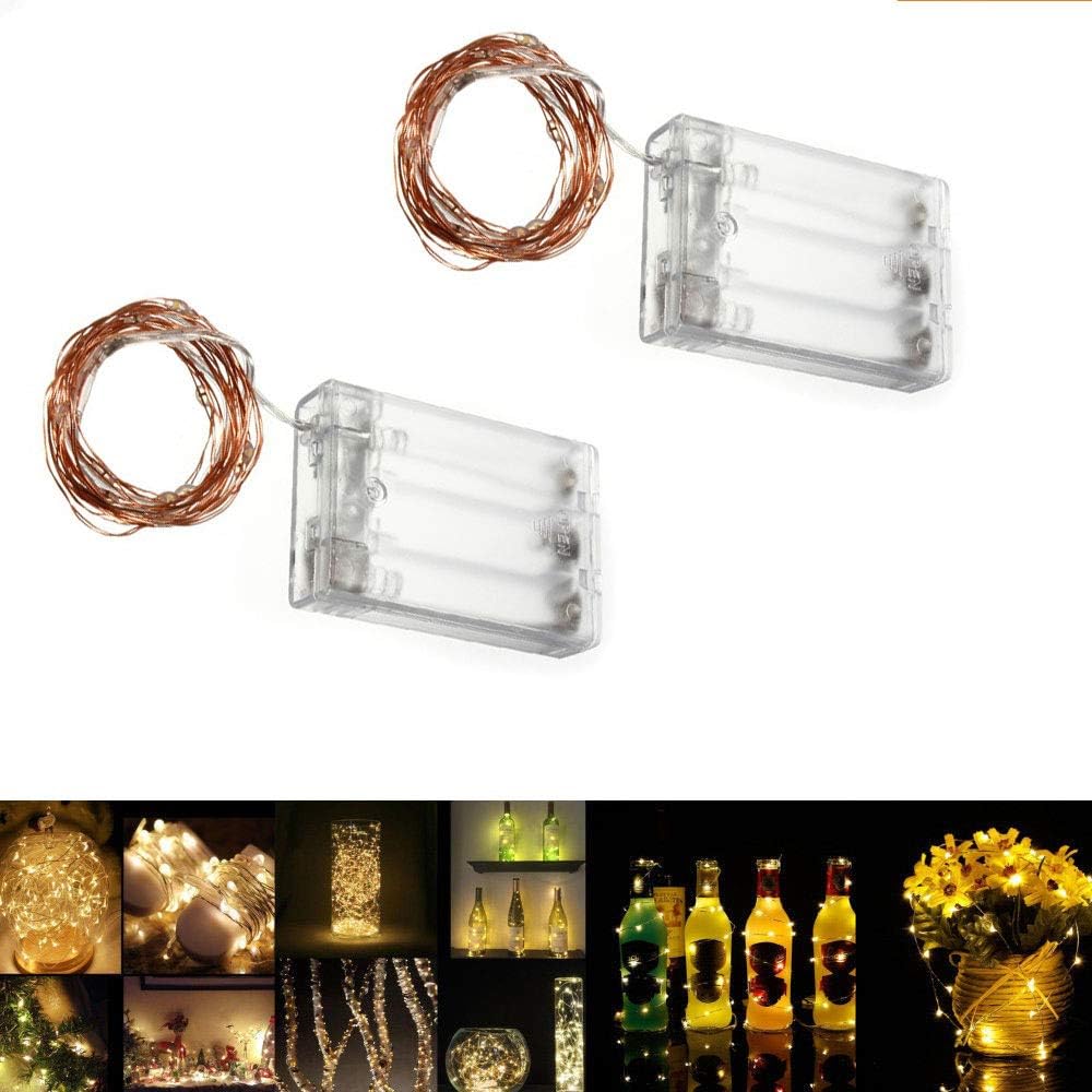 Pack of 2 sets LED SopoTek 7ft 20 LEDS Starry Lights Fairy Lights Copper LED Lights Strings AA Battery Powered Ultra Thin String Wire(Battery not included)