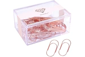 Rose Gold Jumbo Paper Clips, Multibey 2" Non-Skid Metallic Large Paperclips Bookmark in Acrylic Holder Office School Supplies Decor, 30PCS Per Box (Rose Gold)