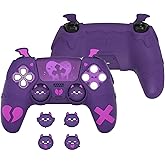 PlayVital Gothic Imp Series Cute Silicone Case for ps5 Controller with 4 Thumb Grips and 6 Stickers, Anti-Slip Silicone Skin Cover, Compatible with ps5 Charging Station, Purple