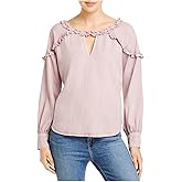 BILLY T Womens Ruffled Keyhole Blouse Purple XL