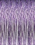 Metallic Purple Foil Fringe Curtains (2-Pack, Purple)