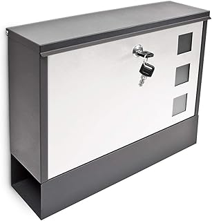 Design Briefkasten Metall 36x30cm Schwarz-Weiß