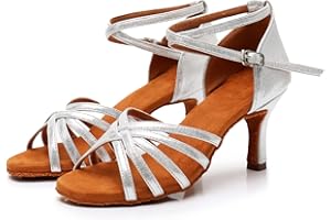 Rosefinch Women's Latin Dance Shoes Satin Professional Ballroom Salsa Practice Performance Wedding Dancing Shoes