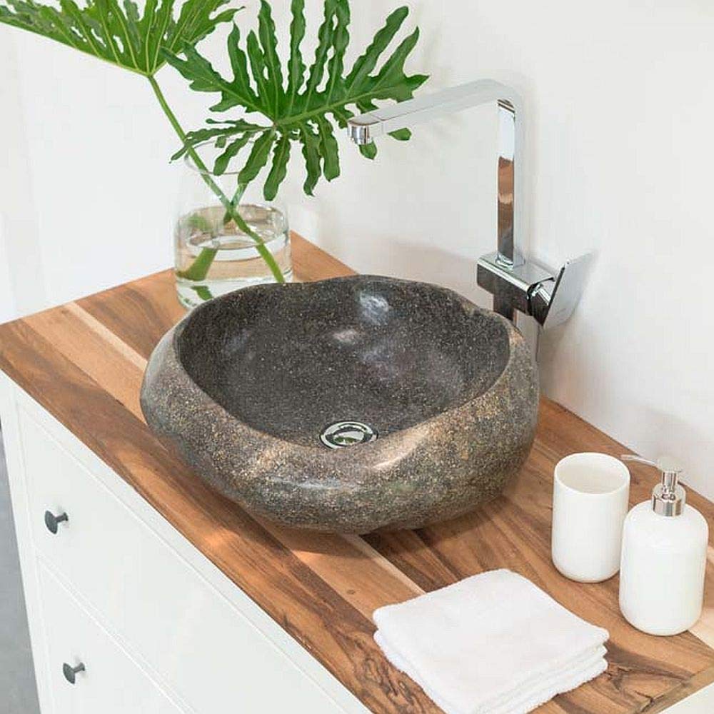 Wohnfreuden Naturstein Waschbecken Aus Flussstein Rund Oval 40 50 Cm