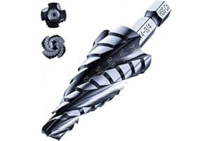 AUGTOUF toolant Four Spiral Flute Cobalt Step Drill Bit(Pro), 1/4"-3/4" Impact Ready Unibit Step Drill Bit, 1/4" Hex Shank Step Bits for Metal, Stainless Steel, Aluminum, Plastic