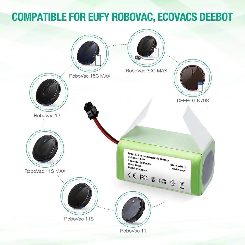 GIBAN Replacement Battery Pack, 14.4V 2600mAh Li-ion Battery Compatible with eufy RoboVac 11S, 11S MAX, 15T, 30, 30C MAX, 15C, 15C MAX, 12, 35C