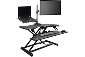Vari VariDesk Pro Plus 36 Electric - Standing Desk Converter - Height Adjustable Desk Riser - Stand Up Desk Converter for Home Office Workspace - Wide Dual Monitor Computer Workstation - Black