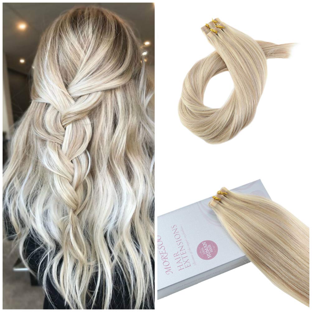 Amazon Com Moresoo 20 Inch Blonde Highlight Hair Extension Tape