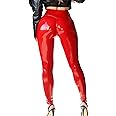 Mstaad Patent Faux Leather Leggings for Women High Waisted Butt Lifting Lacquer Pleather Latex Shiny Pants Concert Outfits