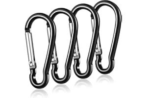 BONWIN Flag Pole Ring Replacement Carabiner Clips | 4 Pcs Aluminum Alloy Flag Pole Clip Spring Snap Hooks for Grommeted Flag | Replaceable Flagpole Hardware Accessories for Any Flagpole Rings (Black)