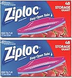 Ziploc Storage Bag, Quart Value Pack, 48-Count (Pack of 2)