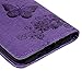 For Samsung Galaxy J3 2016 Wallet Case, Express Prime Case, Amp Prime Case, Natural Purple Luxury 3D Handmade Cover Embossed Butterfly PU Leather TPU Soft Bumper Kickstand Magnetic Credit Card Holders