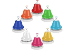 LOYORTY 8 Notes Colorful Desk Bells, Metal Hand Bells Set, Rainbow Music Bells for Chorus, Holiday Party Supplies, Birthday Gift