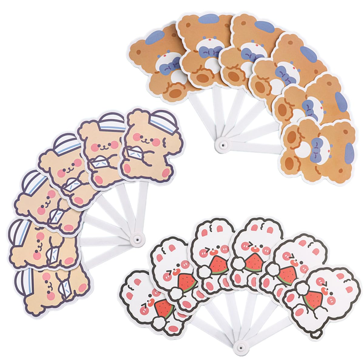 Morices 3 Piece Cartoon Handheld Folding Fans, Creative Kawaii Animals Plastic Fans, Decorative Folding Hand Fans for Party Bag Fillers Guests Favors Teacher Rewards Home Wall Decoration