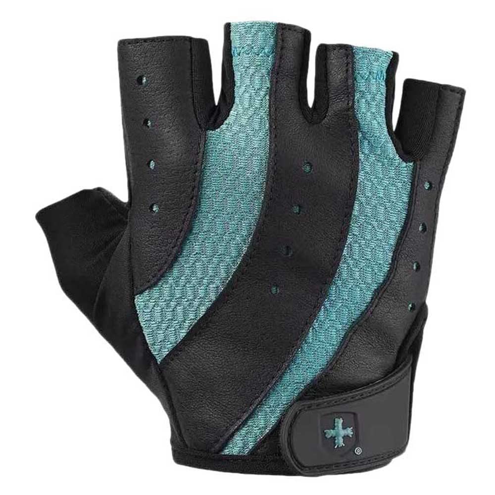 Harbinger Pro 2.0 Women's Weightlifting Gloves-Flexible,Lightweight and Breathable,Supports Firm Grip With Padded Genuine Leather Palm,Ideal for Dumbbell,Kettlebell and Barbell Training,Large,Teal