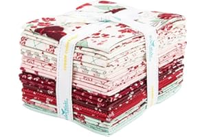 Riley Blake Love You Always Fat Quarter Bundle by Sandy Gervais | 21 Precut Pieces | Romantic Florals, Hearts & Plaids | Perf