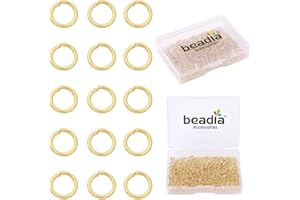 BEADIA 14K Gold Plated Jump Rings Non Tarnish 5mm 400pcs for Jewelry Making Findings